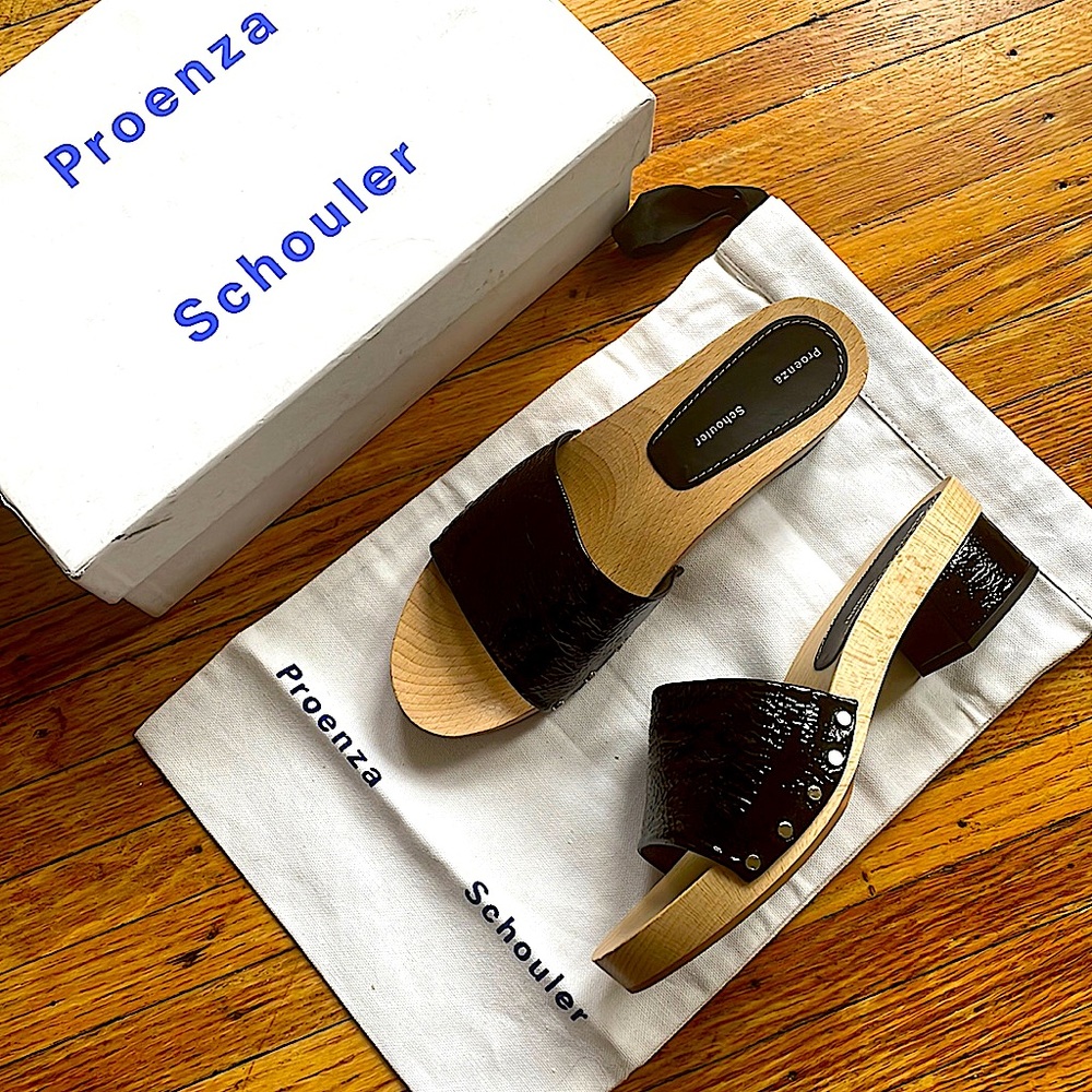 Proenza Schouler patent leather clog sandals